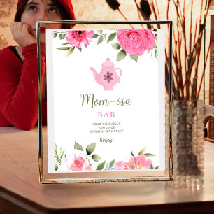 Mom-osa A Baby is Brewing Flower Rose Baby Shower Poster