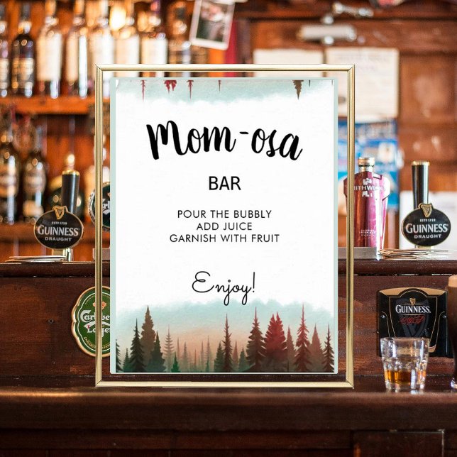 Mom-osa Adventure Awaits Rustic Forest Baby Shower Poster (Creator Uploaded)