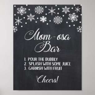 Mom-osa Bar Winter Chalkboard Snowflakes Sign