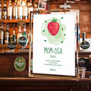 Mom-osa Strawberry Green Red Fruit Baby Shower Poster