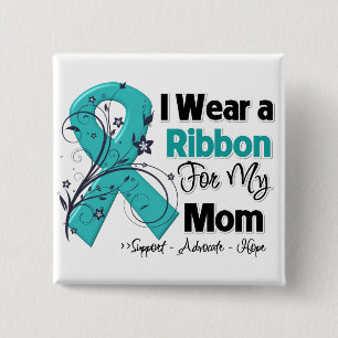 Mom - Ovarian Cancer Ribbon 2 Inch Square Button