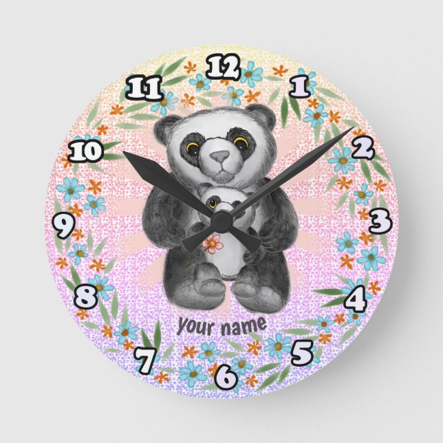 Mom Panda Bear Love clock  (Front)