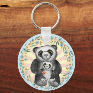 Mom Panda Bear Love custom keychain