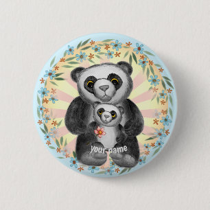 Mom Panda Bear Love  pin button