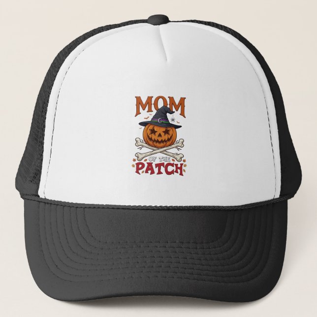 Mom Patch Halloween Pumpkin Witch Hat Crossbones_1 (Front)