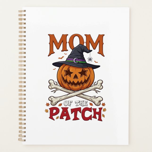Mom Patch Halloween Pumpkin Witch Hat Crossbones_1 Planner (Front)