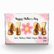 MOM Photo Block, Flower, Pink Flowers, Personalize