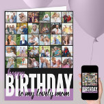Mom Photo Collage 31 Pictures Happy Birthday Card<br><div class="desc">Create your own big happy birthday card. The photo template is ready for you to add 31 of your favourite pictures, 30 of which are displayed in square / instagram format in a simple grid style photo collage and the main one is in frameworthy portrait format on the inside. The...</div>