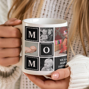 Mom Photo Collage Black Mothers Day Coffee Mug