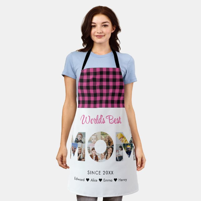 Mom Photo Collage Cutout Mother's Day Birthday Apron (Worn)