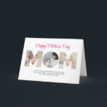 Mom Photo Collage Cutout Mother's Day Birthday Card<br><div class="desc">Celebrate the special moments with your mother with this Mom Photo Collage design. This customizable design is perfect for creating a personalized and heartfelt gift for Mother's Day and Birthday celebration. Craft a beautiful collage with the word MOM, featuring cherished moments, creating a visual journey of the precious memories you've...</div>