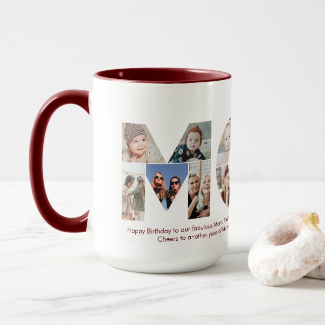 Mom Photo Collage Cutout Mother's Day Birthday Mug (With Donut)