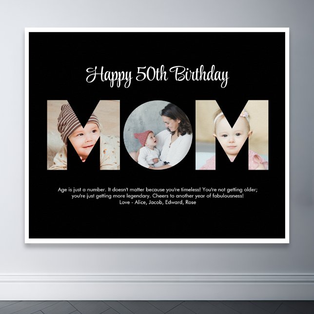 Mom Photo Collage Cutout Mother's Day Birthday Poster (mom photo collage poster)