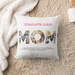 Mom Photo Collage Cutout Mother's Day Birthday Throw Pillow