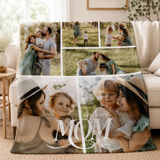Mom Photo Collage Fleece Blanket (Creator Uploaded)