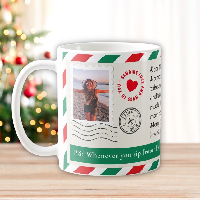 Mom Photo Collage Handwritten Letter Christmas Coffee Mug (Creator Uploaded)
