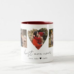 Mom Photo Collage Heart Photo Mother's Day Gift Two-Tone Coffee Mug