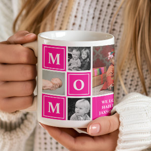 Mom Photo Collage Hot Pink Mothers Day Coffee Mug