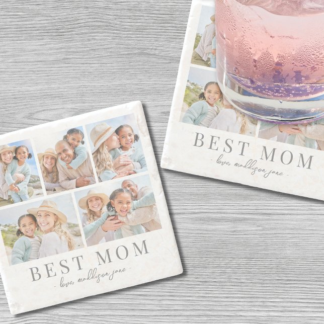 Mom Photo Collage Stone Coaster (Mom Photo Collage Stone Coaster)
