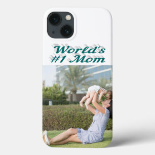 Mom Photo green text iPhone Case