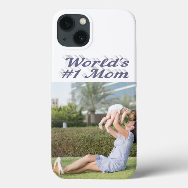 Mom Photo grey text iPhone Case (Back)