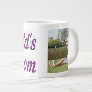 Mom Photo purple text Mothers Day Large Coffee Mug