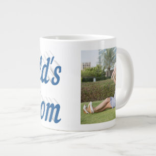 Mom Photo sea blue text Giant Coffee Mug