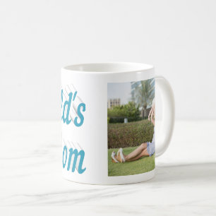 Mom Photo sky blue text Coffee Mug