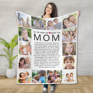 Mom Photos Things We Love About You Mother's Day Fleece Blanket
