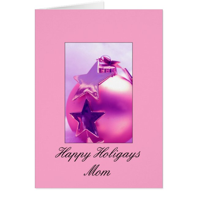 Mom - Pink Happy Holigays Card (Lesbian X-mas) (Front)