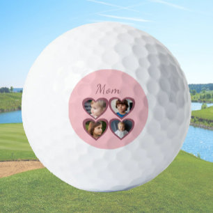 Mom Pink Hearts 4 Kids Photo Collage  Golf Balls
