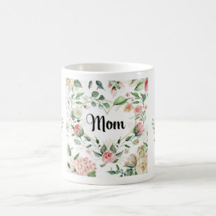 Mom Pink Rose and Heart Coffee Mug