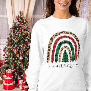 Mom Plaid and Leopard Print Rainbow Sweatshirt