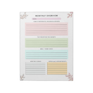 Mom Planner Monthly Overview Family Organizer Notepad