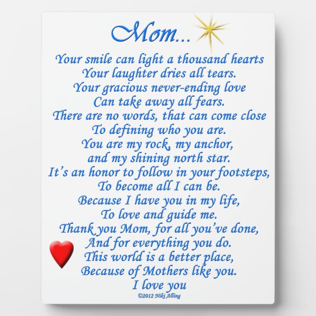 Mom... Plaque (Front)