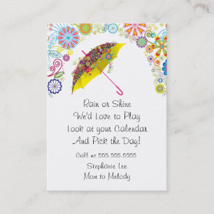 Mom Play Date Umbrella 2019 Calendar Calling Card