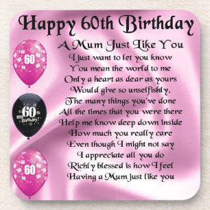 Mom poem - 60th Birthday Coaster