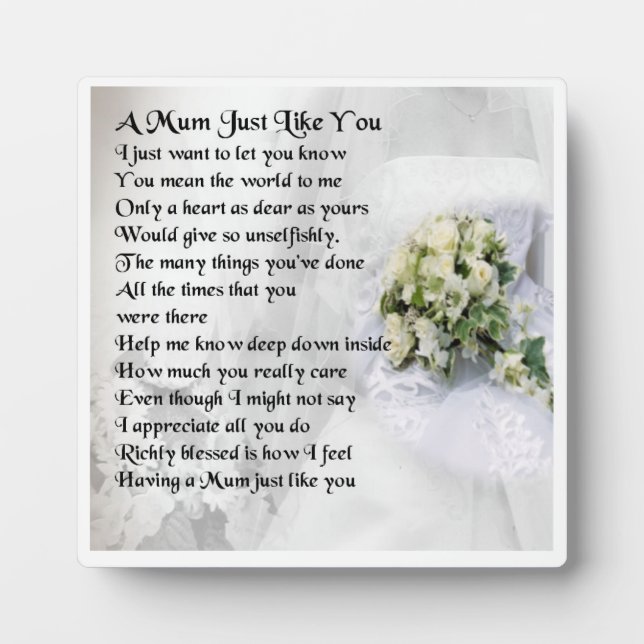 Mom Poem Plaque  -  Wedding  Design (Front)