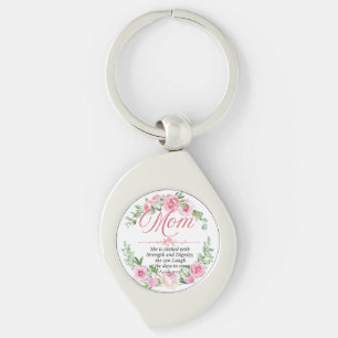 Mom - Proverbs 31:25 Mother's Day Bible Verse Rose Keychain