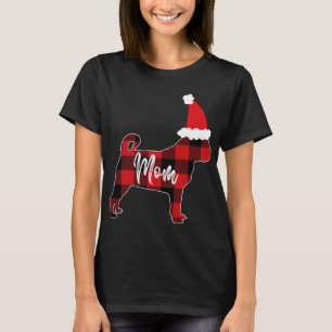 Mom Pug Dog Christmas Mama Pajama Red Plaid Buffal T-Shirt