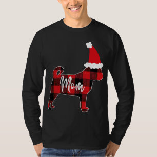 Mom Pug Dog Christmas Mama Pajama Red Plaid Buffal T-Shirt