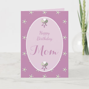 Mom purple floral shabby chic Birthday Card