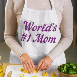 Mom Purple text Mothers Day Long Apron