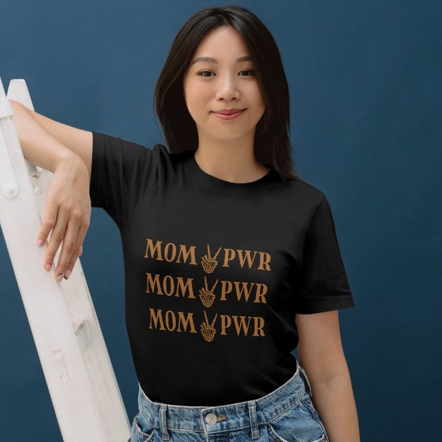 MOM PWR Skeleton Hand Shirt – Cool Halloween Rock (mom power shirt, skeleton hand mom shirt)