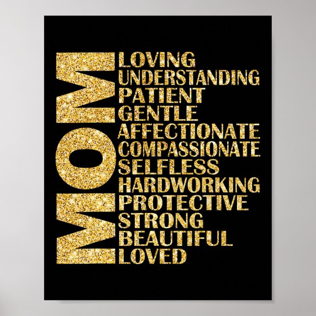 Mom Qualities Definition Loving Understanding Poster (Front)