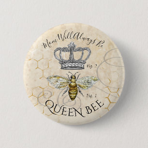 Mom Queen Bee 2 Inch Round Button