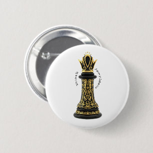 MOM Queen of my life, Golden Script Black Chess  2 Inch Round Button