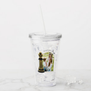 MOM Queen of my life, Golden Script Black Chess  Acrylic Tumbler