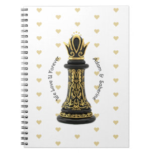 MOM Queen of my life, Golden Script Black Chess  Notebook