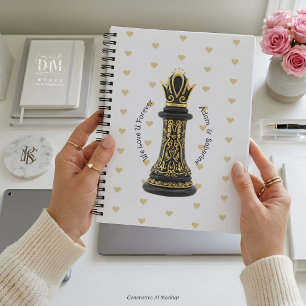 MOM Queen of my life, Golden Script Black Chess Notebook
